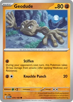 Geodude Pokemon card from 151, card number 74