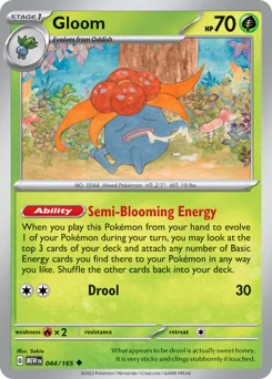Gloom Pokemon card from 151, card number 44