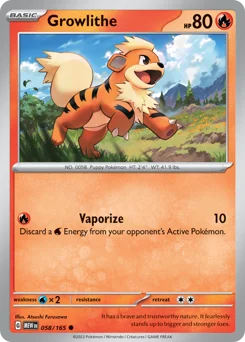 Growlithe Pokemon card from 151, card number 58