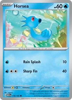 Horsea Pokemon card from 151, card number 116