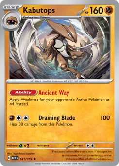 Kabutops Pokemon card from 151, card number 141