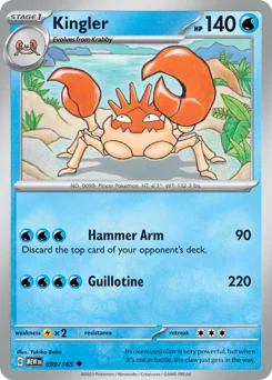 Kingler Pokemon card from 151, card number 99