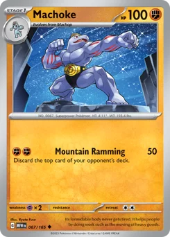 Machoke Pokemon card from 151, card number 67