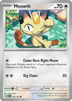 Meowth Pokemon card from 151, card number 52