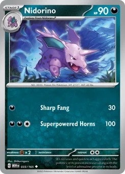 Nidorino Pokemon card from 151, card number 33