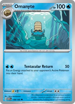 Omanyte Pokemon card from 151, card number 138