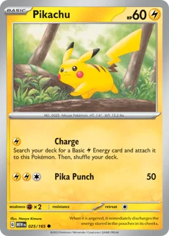 Pikachu Pokemon card from 151, card number 25