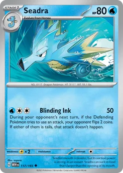 Seadra Pokemon card from 151, card number 117