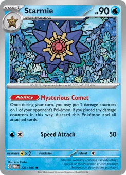 Starmie Pokemon card from 151, card number 121