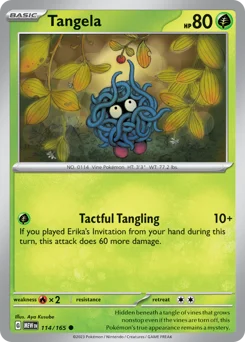 Tangela Pokemon card from 151, card number 114