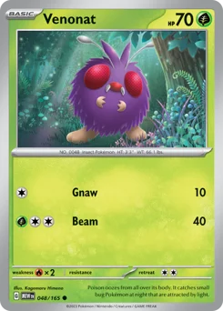 Venonat Pokemon card from 151, card number 48