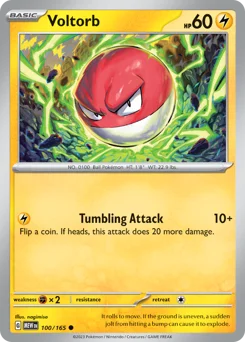 Voltorb Pokemon card from 151, card number 100