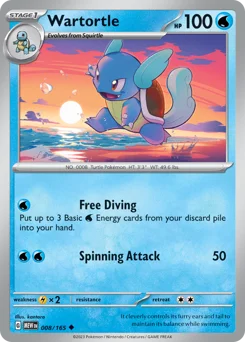Wartortle Pokemon card from 151, card number 8