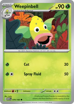 Weepinbell Pokemon card from 151, card number 70