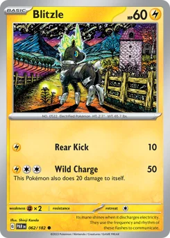 Blitzle Pokemon card from Paradox Rift, card number 62