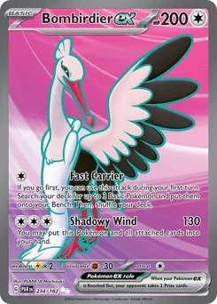 Bombirdier ex Pokemon card from Paradox Rift, card number 234