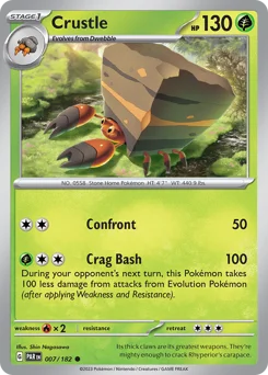 Crustle Pokemon card from Paradox Rift, card number 7
