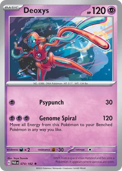 Deoxys Pokemon card from Paradox Rift, card number 74