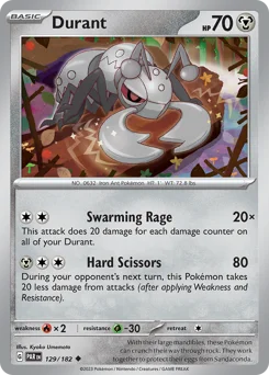Durant Pokemon card from Paradox Rift, card number 129