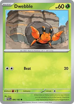 Dwebble Pokemon card from Paradox Rift, card number 6