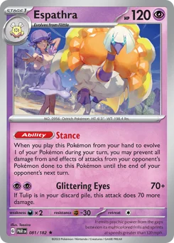Espathra Pokemon card from Paradox Rift, card number 81