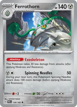 Ferrothorn Pokemon card from Paradox Rift, card number 128