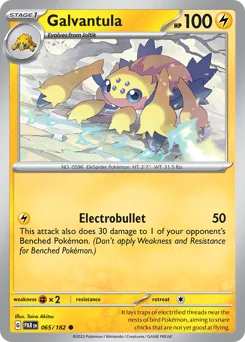 Galvantula Pokemon card from Paradox Rift, card number 65