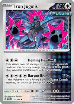 Iron Jugulis Pokemon card from Paradox Rift, card number 158
