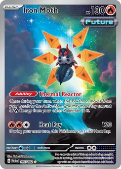 Iron Moth Pokemon card from Paradox Rift, card number 187