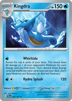 Kingdra Pokemon card from Paradox Rift, card number 32