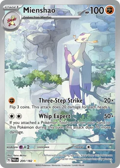 Mienshao Pokemon card from Paradox Rift, card number 200