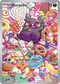 Morpeko Pokemon card from Paradox Rift, card number 206