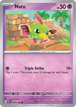Natu Pokemon card from Paradox Rift, card number 71