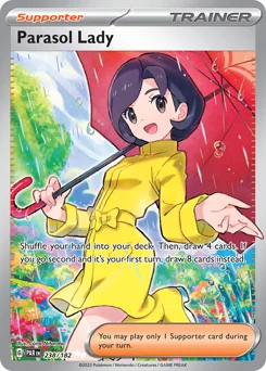 Parasol Lady Pokemon card from Paradox Rift, card number 238