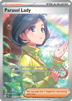 Parasol Lady Pokemon card from Paradox Rift, card number 255