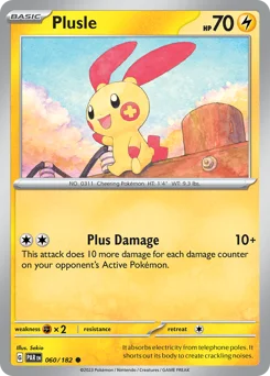 Plusle Pokemon card from Paradox Rift, card number 60