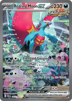 Roaring Moon ex Pokemon card from Paradox Rift, card number 251