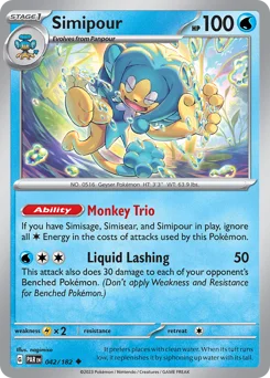 Simipour Pokemon card from Paradox Rift, card number 42