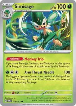 Simisage Pokemon card from Paradox Rift, card number 5