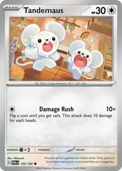 Tandemaus Pokemon card from Paradox Rift, card number 153
