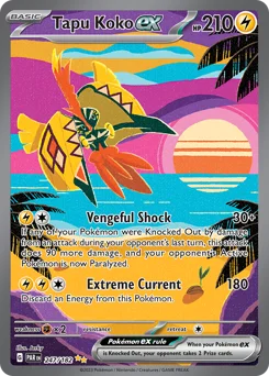 Tapu Koko ex Pokemon card from Paradox Rift, card number 247