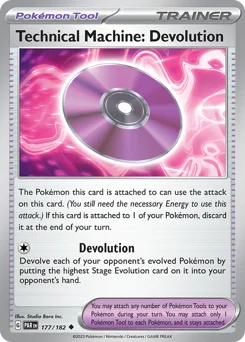 Technical Machine: Devolution Pokemon card from Paradox Rift, card number 177