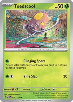 Toedscool Pokemon card from Paradox Rift, card number 15