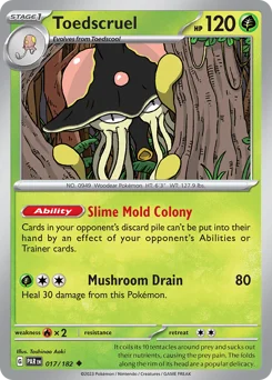 Toedscruel Pokemon card from Paradox Rift, card number 17