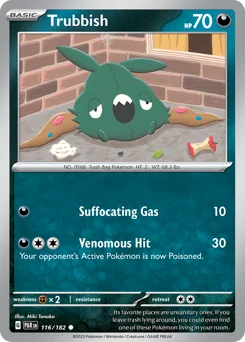 Trubbish Pokemon card from Paradox Rift, card number 116
