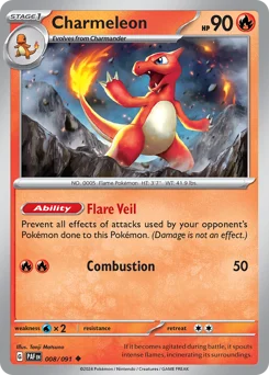 Charmeleon Pokemon card from Paldean Fates, card number 8