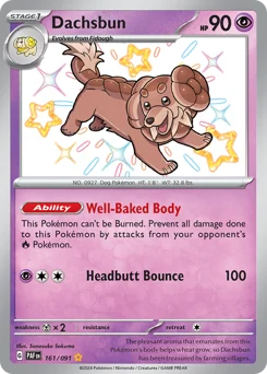 Dachsbun Pokemon card from Paldean Fates, card number 161
