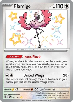 Flamigo Pokemon card from Paldean Fates, card number 211