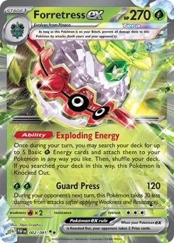 Forretress ex Pokemon card from Paldean Fates, card number 2