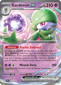 Gardevoir ex Pokemon card from Paldean Fates, card number 29